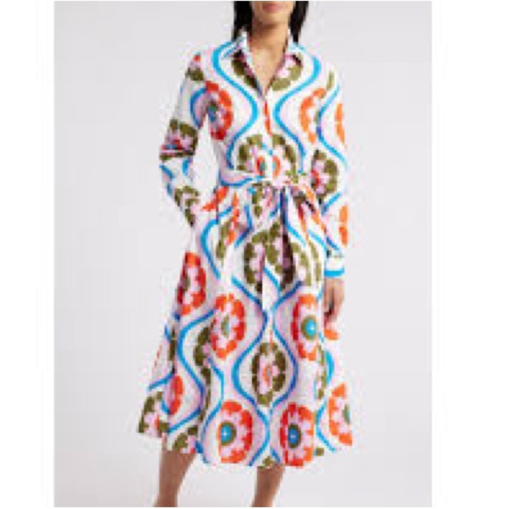 NWT BODEN AMY FLORAL PRINT COTTON MIDI SHIRT DRESS SZ 4P. (Sold out online)